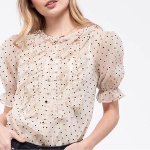 **Donated** Zara Organza sheer ruffle polka dot blouse small